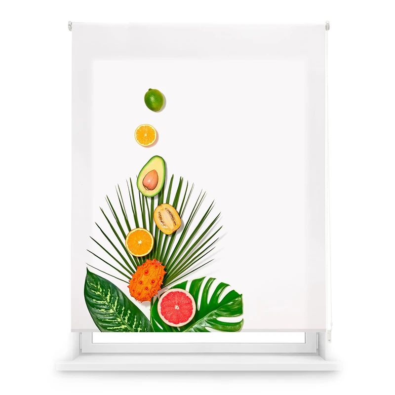 Blindecor Digital Kitchen | Translucent Roller Blind with Digital Print | TropicalFruit | 130 x 180 cm (W x H) Fabric Size 127 x 175 cm | Window Blinds