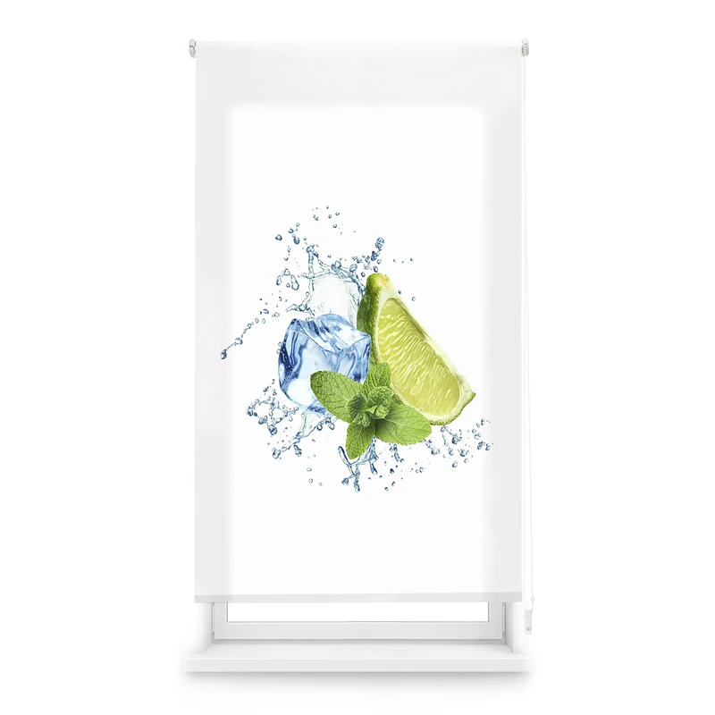 Blindecor Digital Kitchen | Translucent Roller Blind with Digital Print | WaterLime | 90 x 180 cm (W x H) Fabric Size 87 x 175 cm | Window Blinds - Image 1