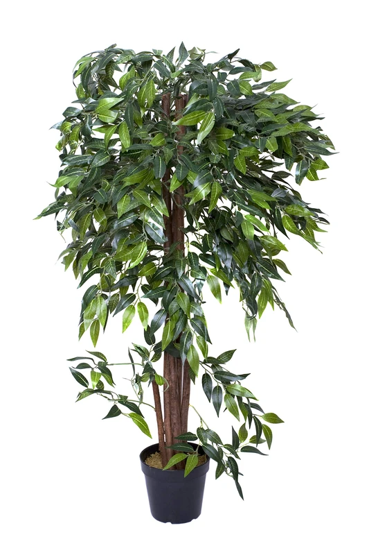 GreenBrokers Premium Artificial Ficus Weeping Fig Tree 140 cm Potted Plant, Green, 140cm
