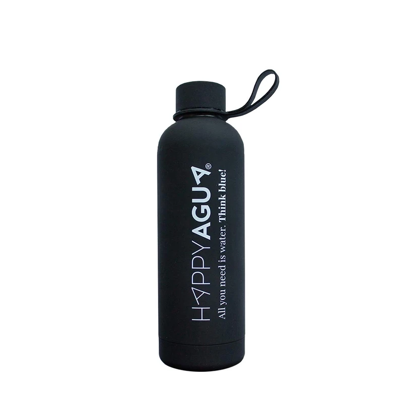 Double Chamber Stainless Steel Water Bottle 500ml Reusable Thermos Flask BPA Double Wall Vacuum Insulation for Drinks Black