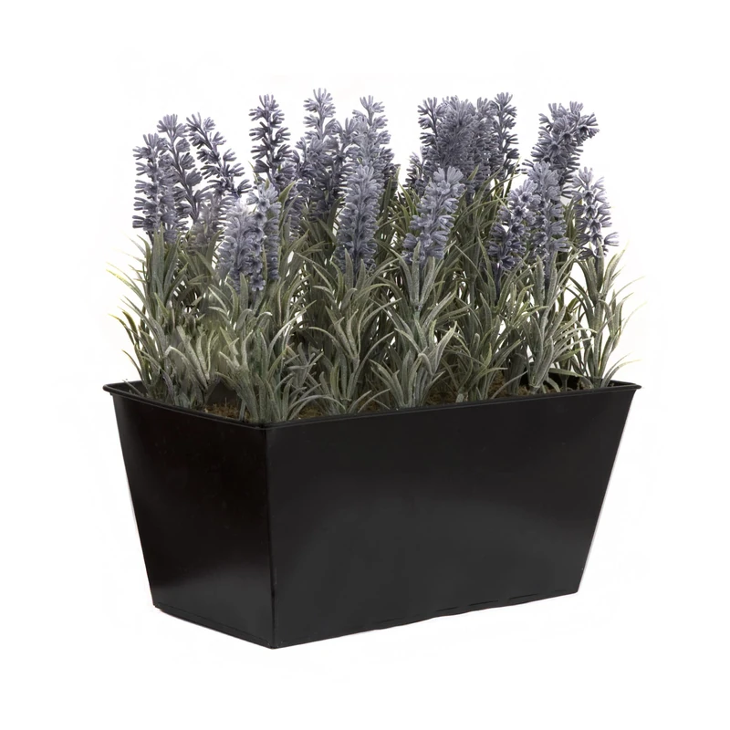 GreenBrokers Black Artificial Lavender Tin Planter Window Box 30cm, A1214 - Image 1