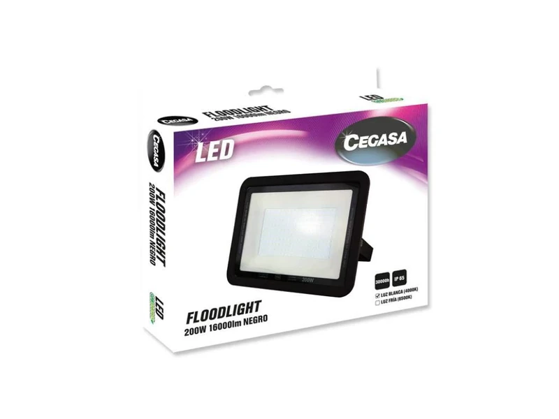 CEGASA Floodlight LED Black 200W 16000LM 4000K, Standard