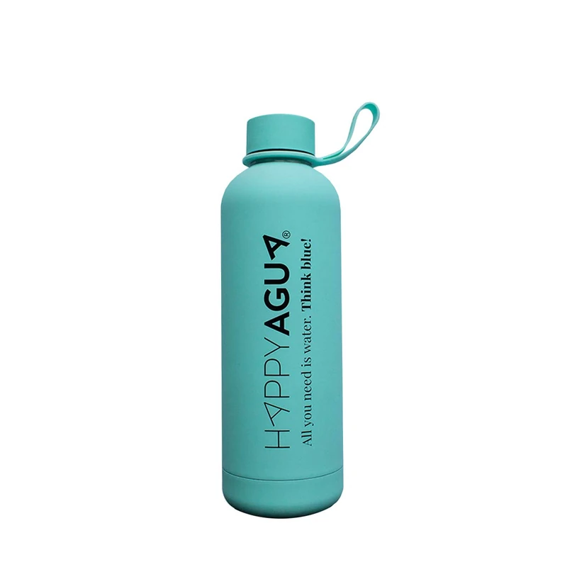 HappyAgua Double Chamber Stainless Steel Water Bottle. 500ml. Reusable Thermos, BPA-Free Thermal Canteen, Double Wall Vacuum Insulation for Drinks. Green Color. - Image 1
