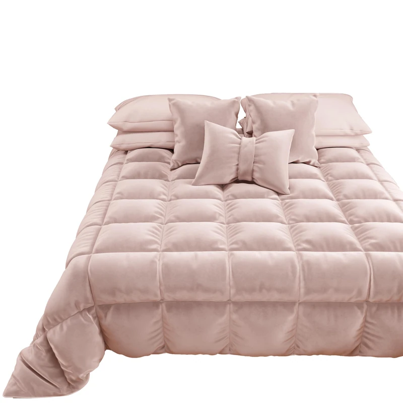 Trapunta, Trapunta Invernale in Morbido e Caldo Velluto Cipria Singolo