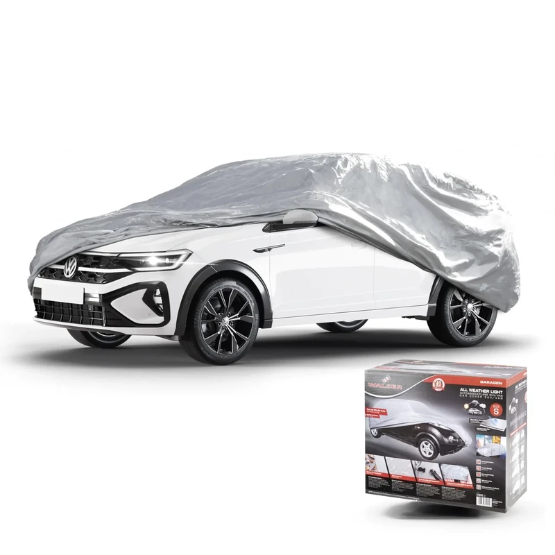 WALSER Car Cover All Weather Light SUV Size S Light Grey Waterproof Car Garage Dustproof with UV Protection Reinforced Strap Attachment