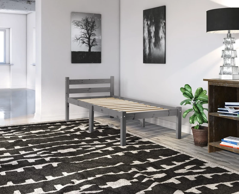 STRICTLY BEDS&BUNKS Cleveland Pine Bed Frame, 2ft 6 Single Dark Grey