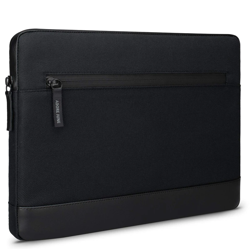Adore June 12.4 Inch Bent Tablet Case Black compatible with Galaxy Tab S9 Plus/Tab S8 Plus/Tab S7 Plus, Sustainable Recycled Fabrics, Waterproof Zippers and Foldable Pen Holder for S-Pen.
