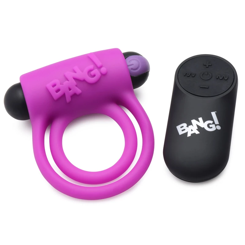 Remote Control 28X Vibrating Cock Ring and Bullet - Purple