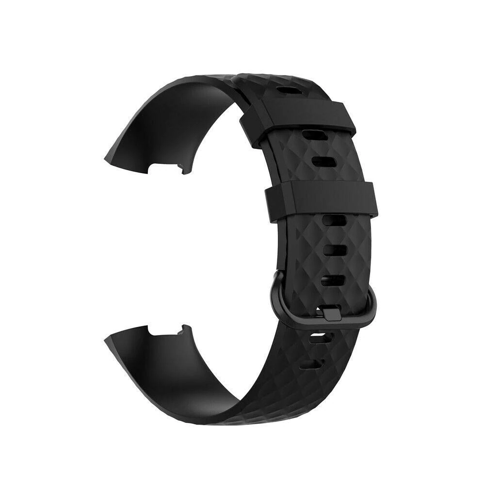 Vaporly UK Replacement Watch Strap for Fitbit Charge 3 / Charge 4 / Charge 3 SE Strap Standard Silicone Wristband Band Watch Wrist Straps (Large, Black)