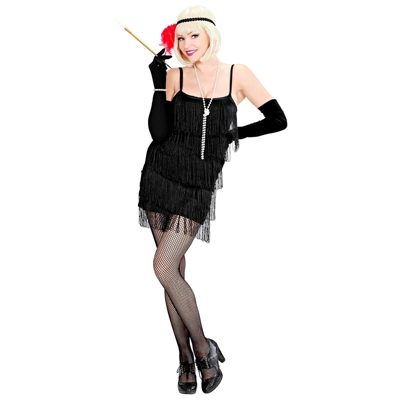 Widmann 39693 Charleston 20s Flapper Costume - Black Dress L