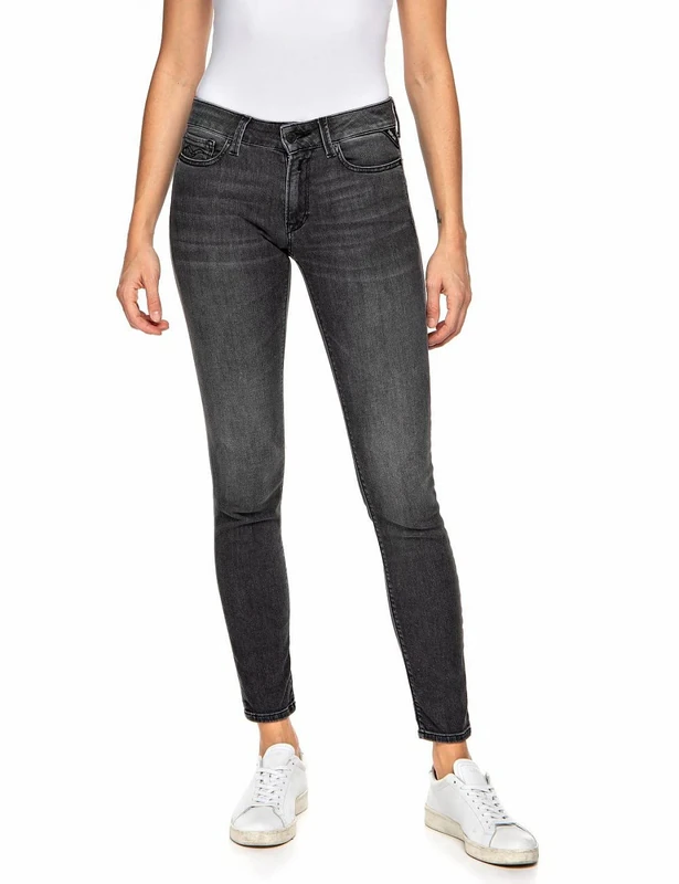 REPLAY Damen Jeans New Luz Skinny-Fit mit Power Stretch, Black 098 (Schwarz), 26W / 28L
