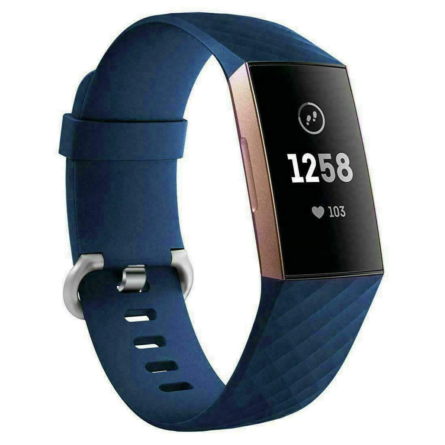 Vaporly UK Replacement Watch Strap for Fitbit Charge 3 / Charge 4 / Charge 3 SE Strap Standard Silicone Wristband Band Watch Wrist Straps (Large, Navy Blue)