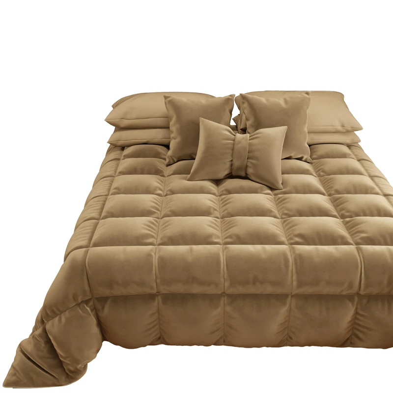 Trapunta, Trapunta Invernale in Morbido e Caldo Velluto Tortora Singolo