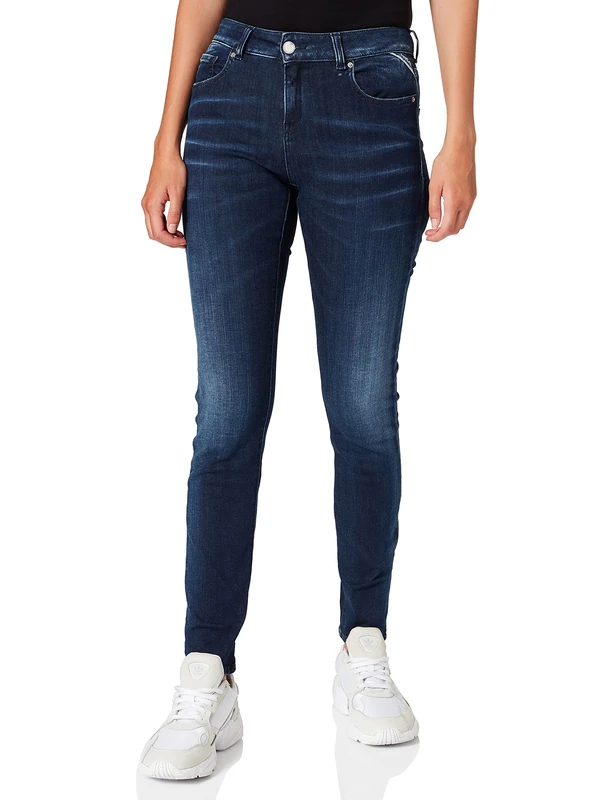 REPLAY Women's Faaby White Shades Jeans, 007 Dark Blue, 24W / 30L