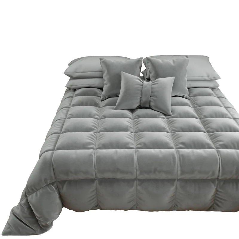 Trapunta, Trapunta Invernale in Morbido e Caldo Velluto Grigio Shark Singolo