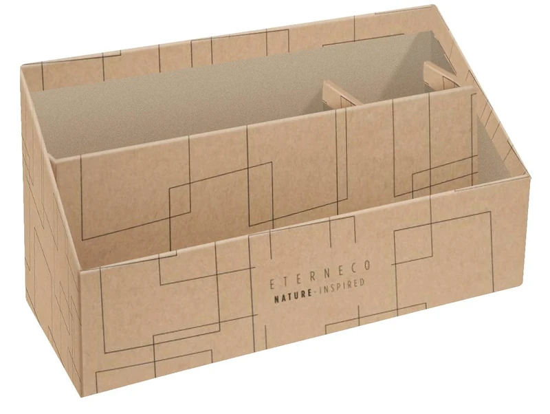 Exacompta - Ref 67947D - Eterneco Collection - Vertical Letter Holder - 250 x 100 x 140mm, 3 Compartments, Recycled Cardboard Coated with Vegetable Oil for Water Resistance
