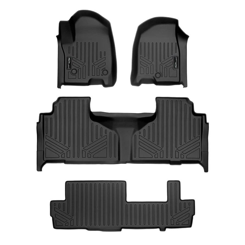 SMARTLINER 3 Row Floor Mat Liner Set Compatible with 2021-2023 Cadillac Escalade ESV with 2nd Row Bench Seat