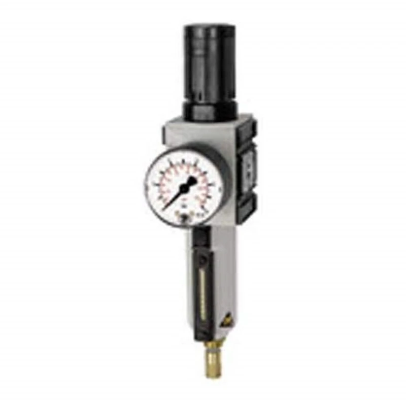 RIEGLER FU Futura 824-M-2 Filter Regulator with Metal Container, Visible Tube and Pressure Gauge, Fully Automatic, Size 2, 0.1-2 Bar, G 1/2 Inch
