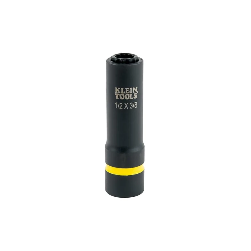 Klein Tools 66011 2-in-1 Impact Socket with 12-Point Deep Sockets, Coaxial Spring Loaded in 1/2- and 3/8-Inch Sizes