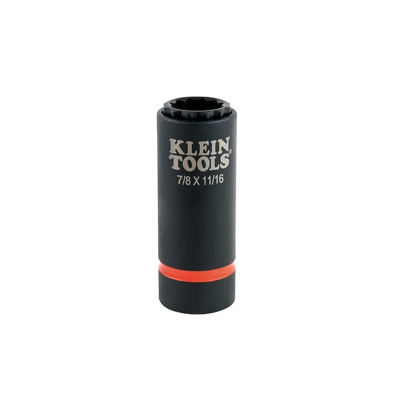 Klein Tools 66014 2-in-1 Impact Socket with 12-Point Deep Sockets, Coaxial Spring Loaded in 7/8- and 11/16-Inch Sizes