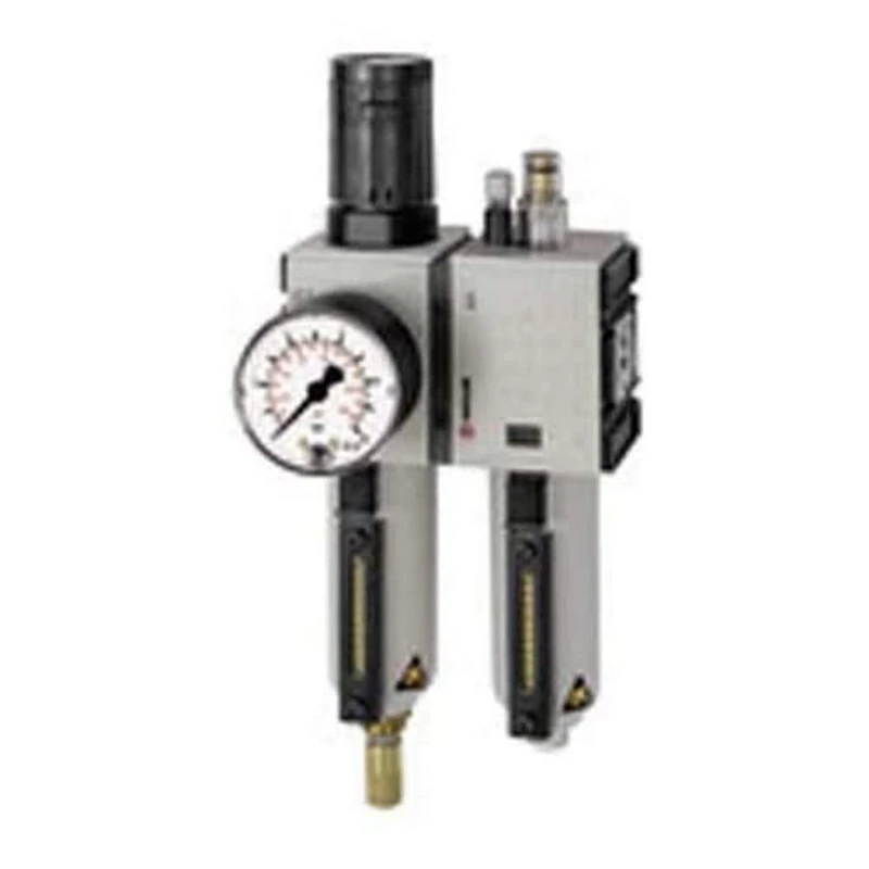 RIEGLER FU Futura 611-M-1 Maintenance Unit Two-Piece with Metal Container, Visible Tube and Pressure Gauge, Fully Automatic, Size 1, 0.1-1 Bar, G 1/4 Inch