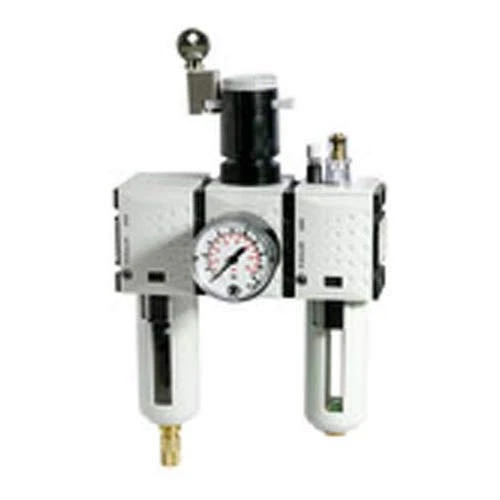 RIEGLER FU 637-10 Futura maintenance unit three-piece with polycarbonate holder, protective basket and pressure gauge, fully automatic, construction size 4, 0.5-10 bar, G 3/4"