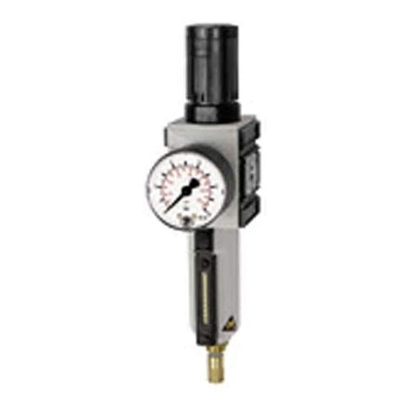 RIEGLER FU Futura 6120-M-4 Filter Regulator with Metal Container, Visible Tube and Pressure Gauge, Fully Automatic, Size 4, 0.2-4 Bar, G 3/4 Inch