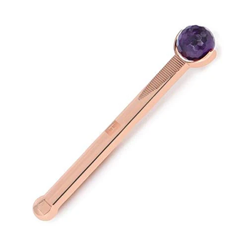 Haute Custom Beauty Amethyst and Rose Gold Facial Massager Anti-Aging Beauty Tool Rejuvenates Face and Neck Skin Promotes Facial and Neck Circulation 200g