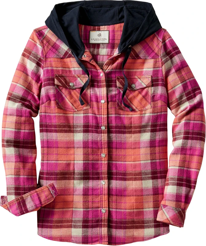 Legendary Whitetails Women's Standard Lumber Jane Hooded Flannel Shirt, Fusion Plaid, Large
