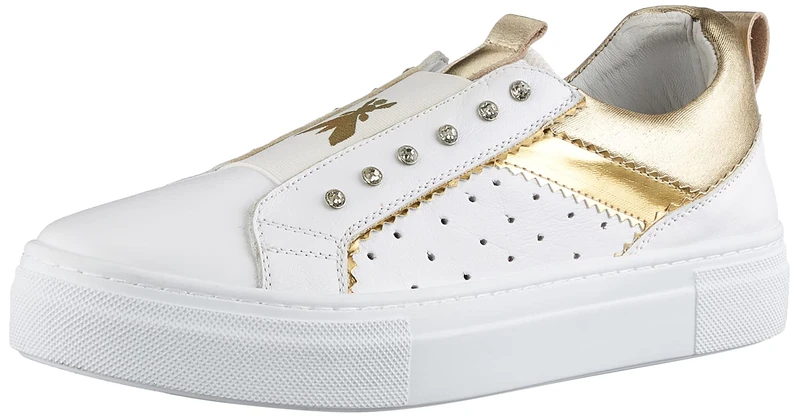 Patrizia Pepe Kids Women's PPJ57 Sneaker, White Gold, 2 UK