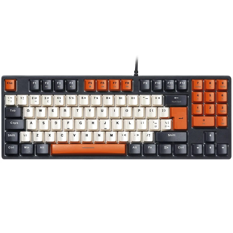 havit Mechanical Gaming Keyboard UK Layout Wired Red Switch 90 Keys TKL PBT Keycaps with Number Pad for PC/Laptop/Computer, Black