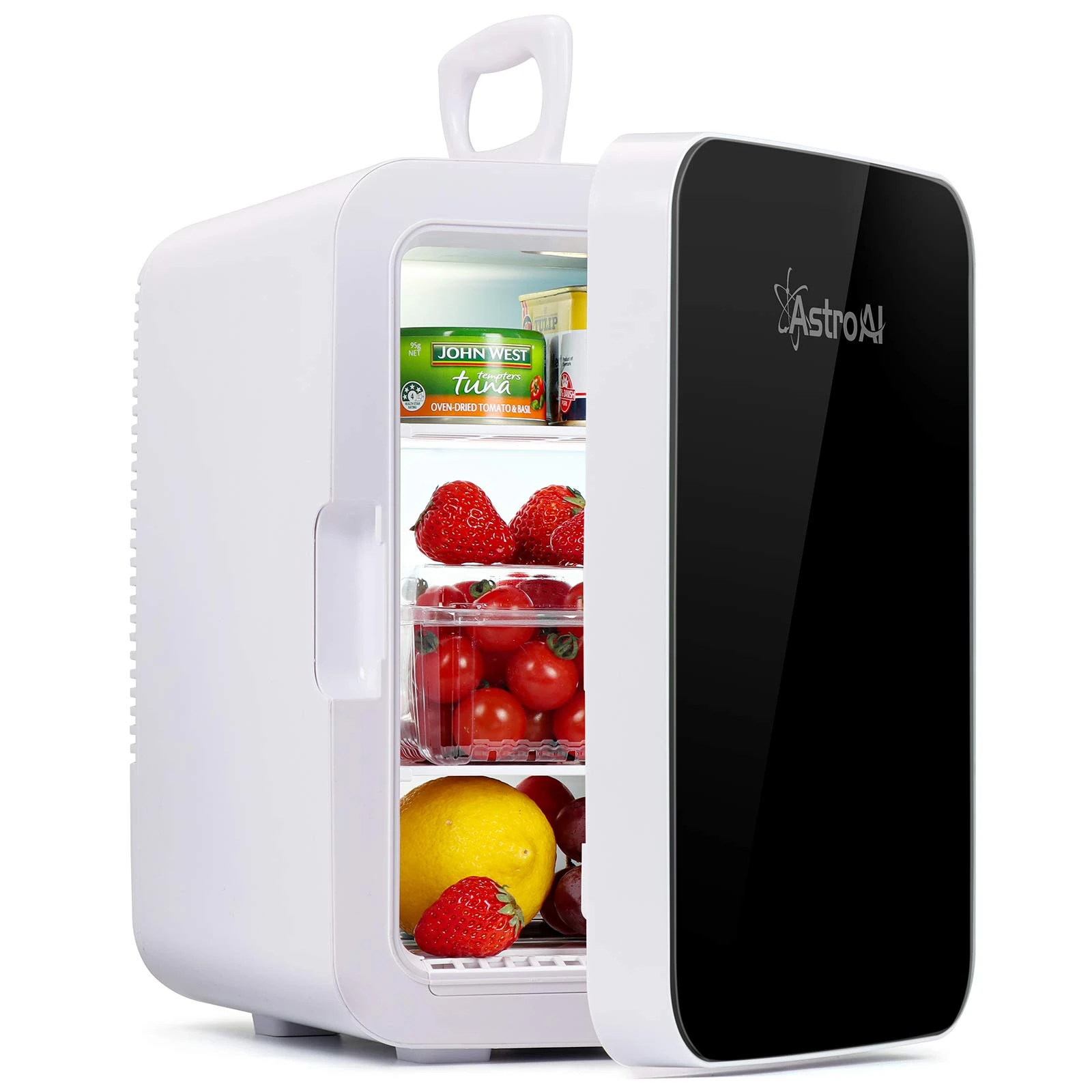 AstroAI Mini Fridge 10 Litre, 15 Can Portable Cooler & Warmer, AC+DC Power for Bedroom, Car, Travel; Skincare, Cosmetics, Drinks, Food (Black)