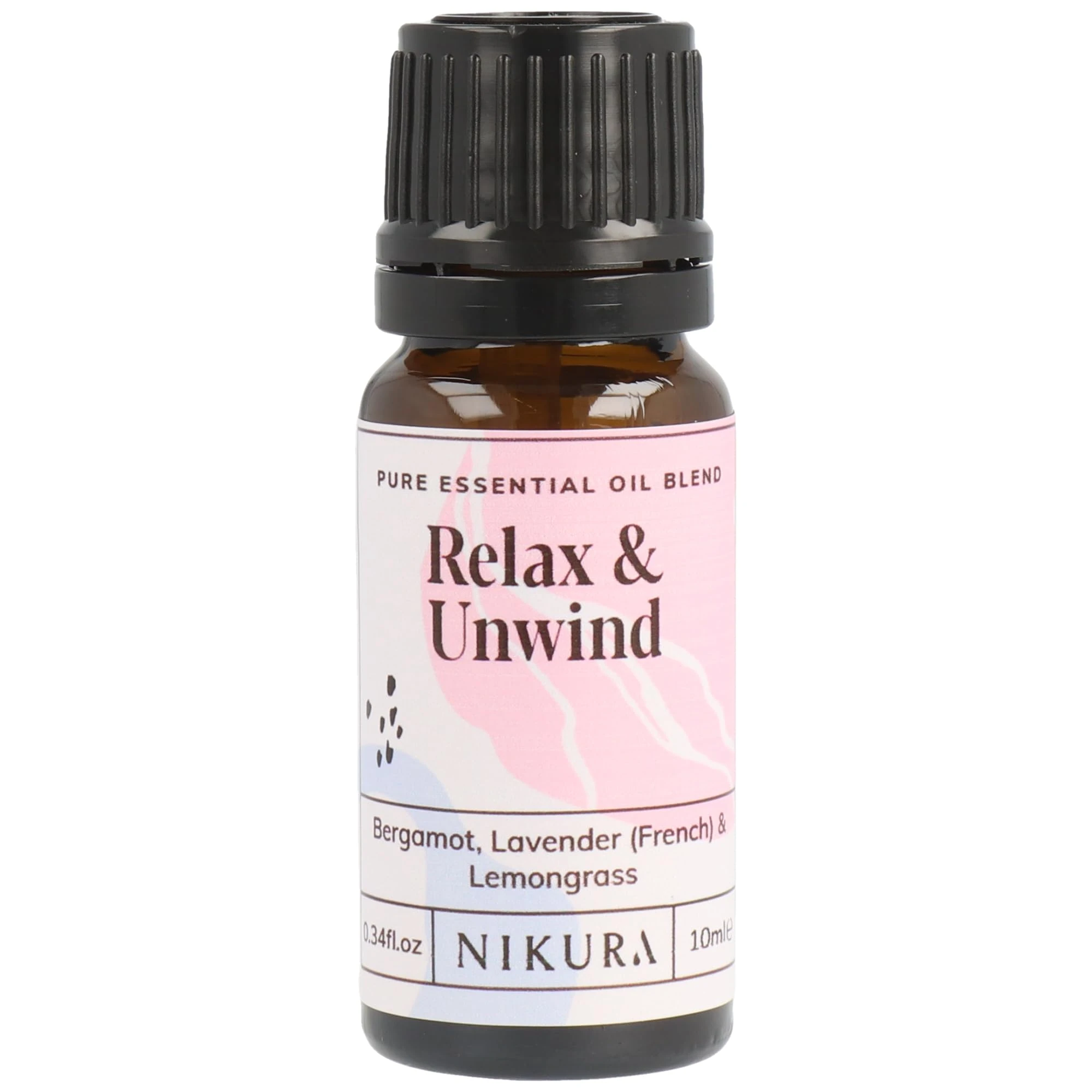 Nikura Relax & Unwind Essential Oil Blend - 10ml | Made from Bergamot, Lavender, Lemongrass | for Relaxation, Aromatherapy, Diffusers, Soap Making, Candle Making | Vegan & UK Made