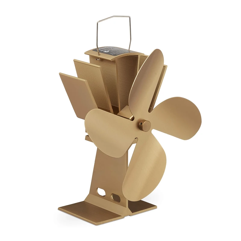 Relaxdays Stove, without Electricity, Low Noise for Fireplace & More, Heat Driven & Resistant, 4 Blades, Fan, Bronze, Aluminium, 26 x 19 x 12 cm