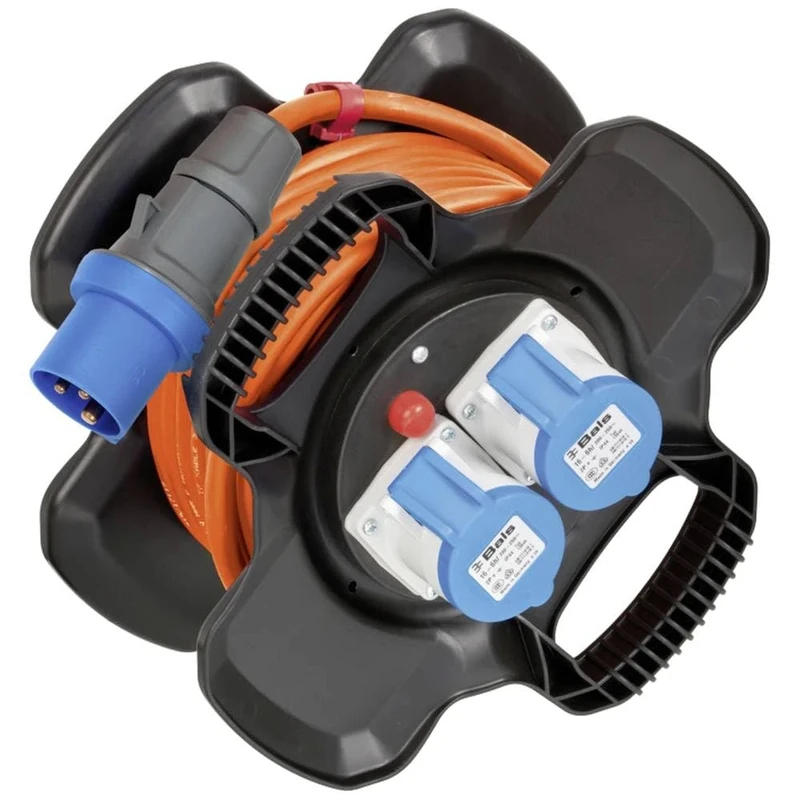 Brennenstuhl CEE 230 V Camping Cable Reel X-Gum (10 m H07RN-F 3G2.5 Cable in Orange, Cable Reel with 2 CEE and 3 Earthing Contact Sockets, Continuous Outdoor Use IP44, Made in Germany)