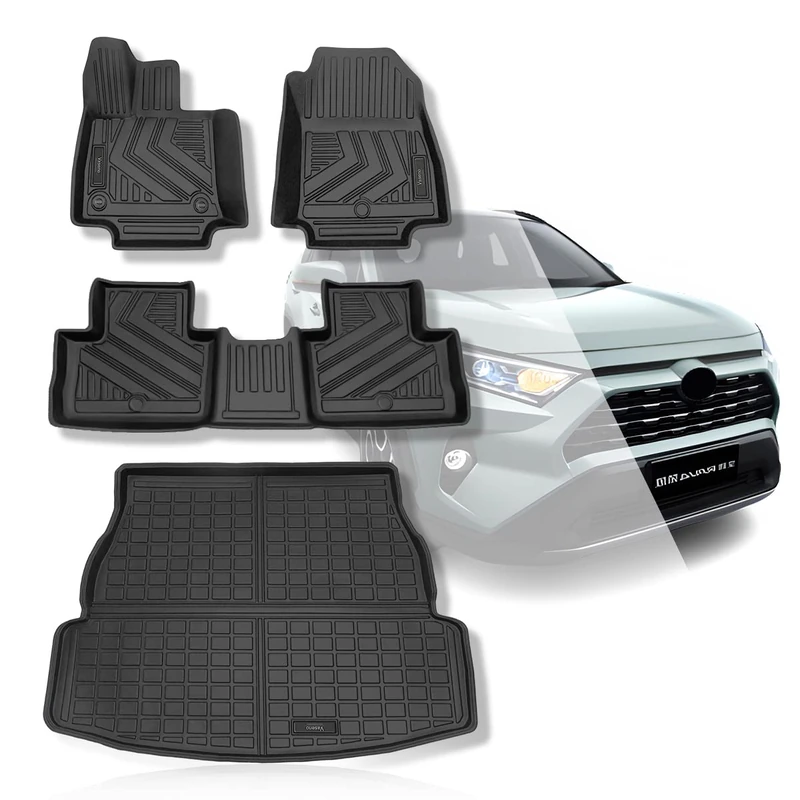 Nother Car Floor Mats & Cargo Liners Car Trunk Mats Set Compatible for Toyota Rav4 2019 2020 2021 Rubber Mat All-Weather Protection.