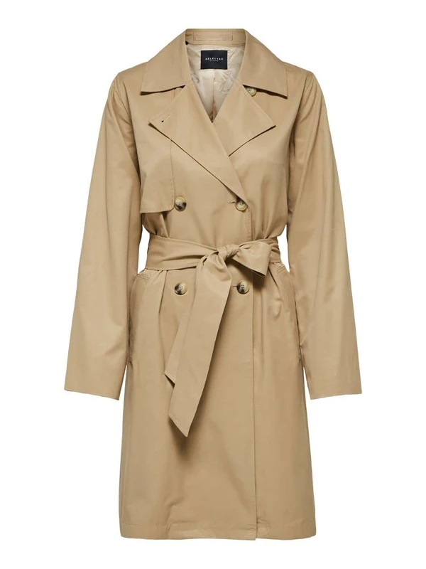 SELECTED FEMME Female Double Breasted Trench Coat, Cornstalk, 42 - Image 1