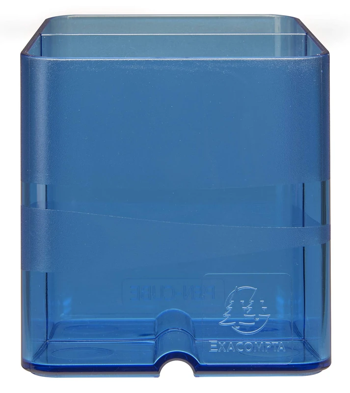 Exacompta - Ref 67760D - Chromaline Collection - Pen-Cube Pen Pot - 74 x 74 x 93mm, 2 Sections for Pens & Pencils, Space-Saving Solution for Offices - Translucent Royal Blue