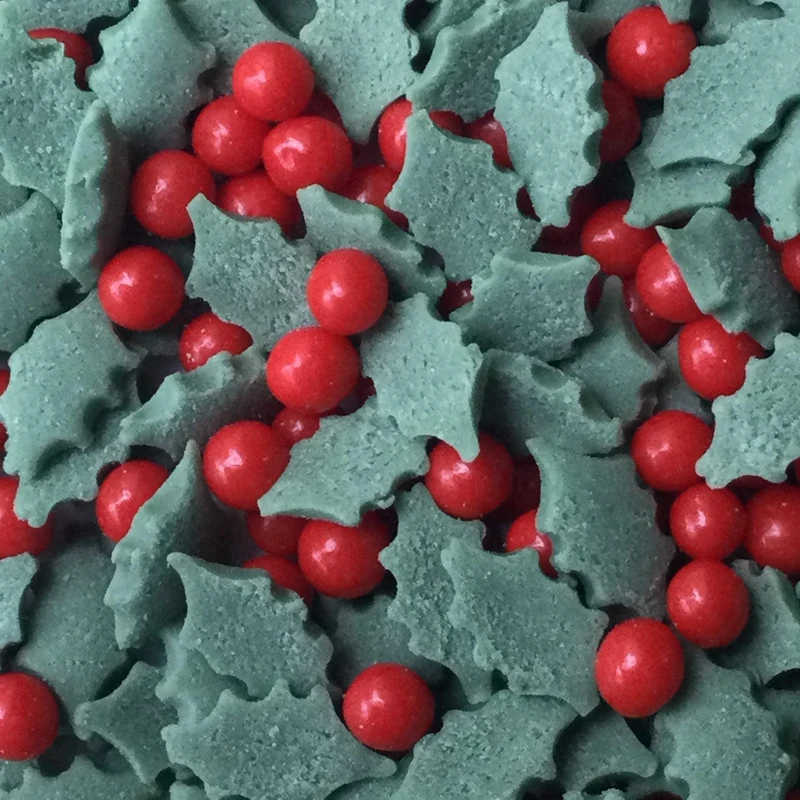 Holly & Berry Christmas Cupcake Sprinkles Edible Sugar Decorations from Nice Buns approx 50g