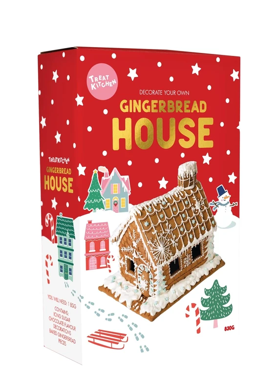 Gingerbread House Decorating Kit – Complete Christmas Cookie Set with Icing, Candy & Tools – Fun Holiday Activity for Kids & Families - Treat Kitchen - 830g