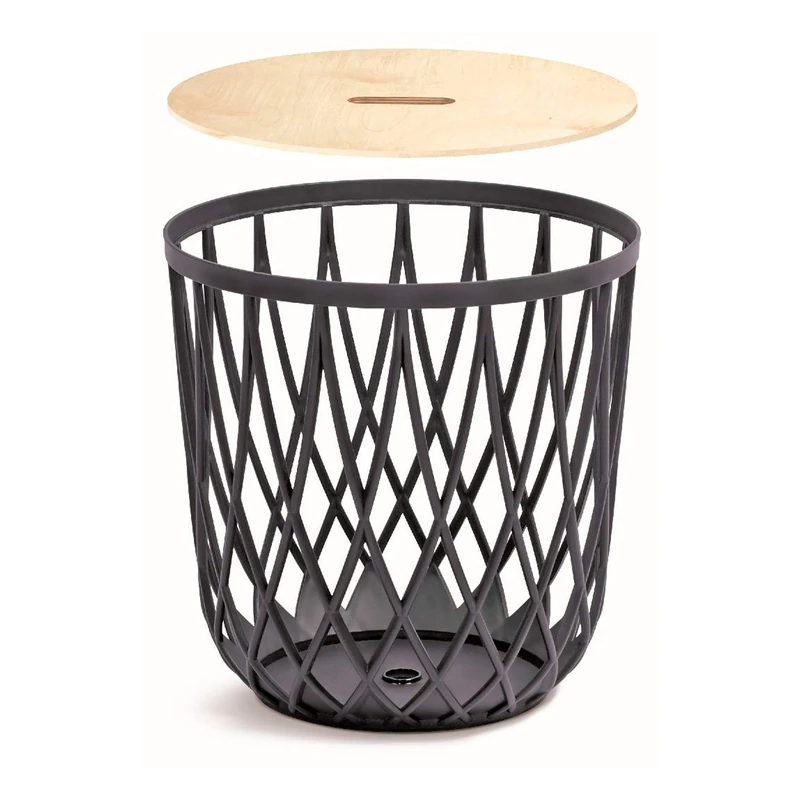 Prosperplast Coffee Table Side Table with Wooden Top Table Plastic Easy Care Modern Uniqubo (Anthracite, 35 litres)