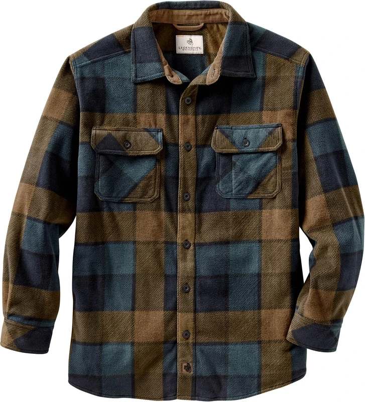 Legendary Whitetails Men's Navigator Fleece Button Up Shirt, Blue Moon Square, Large