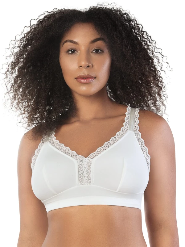 Parfait Dalis P5641 Women's Full Busted and Curvy Wire Free Bralette-Pearl White-36DD