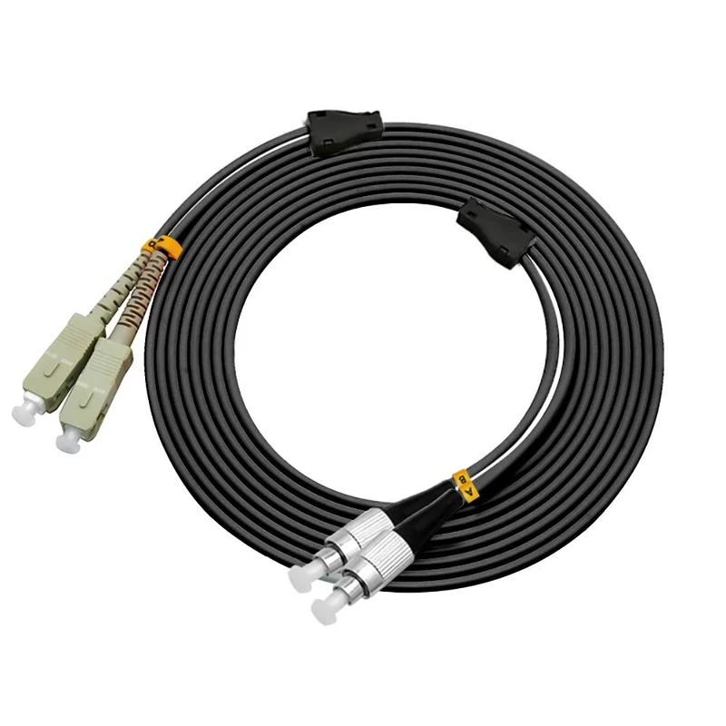 Jeirdus 40Meters SC to FC Outdoor Armored Duplex 50/125 OM2 Fiber Optic Cable Jumper Optical Patch Cord Multimode 40M SC-FC