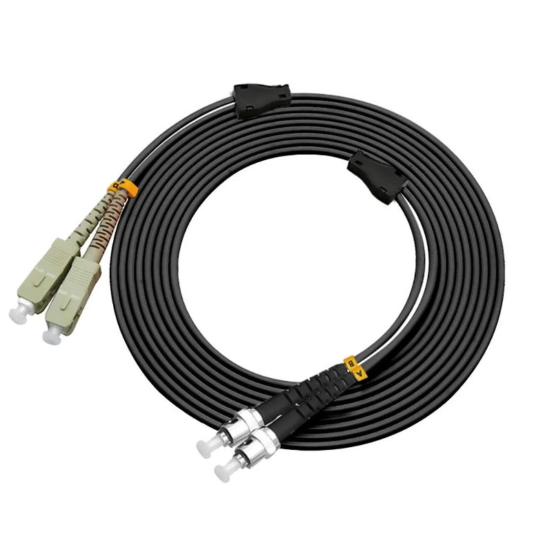 Jeirdus 50Meters SC to ST Outdoor Armored Duplex OM2 Fiber Optic Cable Jumper Optical Patch Cord Multimode 50/125 50M SC-ST