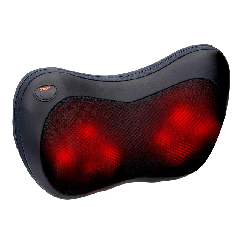 Grundig Neck and Back Massager - Massage Pillow for Muscle Pain Relief - Body Massager with 4 Massage Heads and Infrared Heating - with 2 Plugs (Incl. Car Plug) - Black
