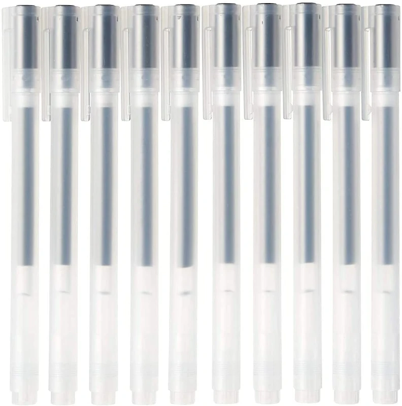 Muji Gel Ink Ballpoint Pen Cap Type 10-Pieces Set, 0.38 mm Nib Size, Black