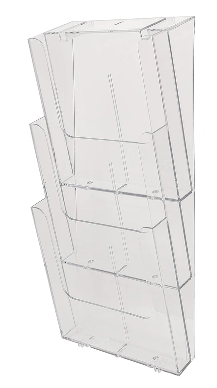 Exacompta - Ref 74358D - Vertical Wall Sorter Display Unit - Suitable for A4 Documents, 26mm Depth Per Pocket, 3 Pockets - Transparent Clear (Pack of 2)