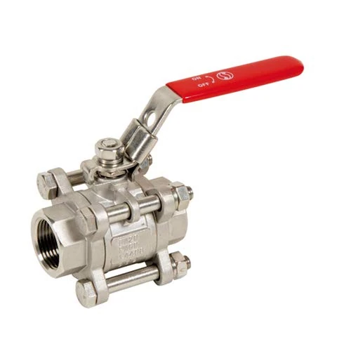 Syveco 790009 Series 790 Ball Valve, 3 Pieces, Stainless Steel PN63 FF, Red Stainless Steel Handle, Initial Range, 2" BSP x 2" BSP