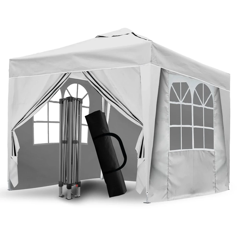 SANHENG Pop Up Gazebo, Pop Up Tent with Weights, Fully Waterproof, All Weather Gazebo ideal for Outdoor Party Camping (3x3m,White)